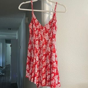 Red floral romper